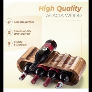 Acacia Wood 8-Bottle Wine Rack – Freestanding Storage for Home Decor